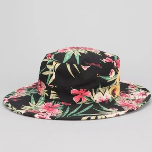 OBEY Boonts Black Floral Wide Brim Bucket Hat - Picture 3 of 4